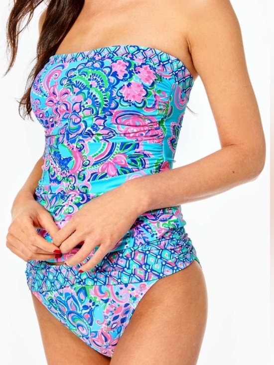 Lilly Pulitzer Other - Lilly Pulitzer Turquoise Pink Floral Bandeau Tankini